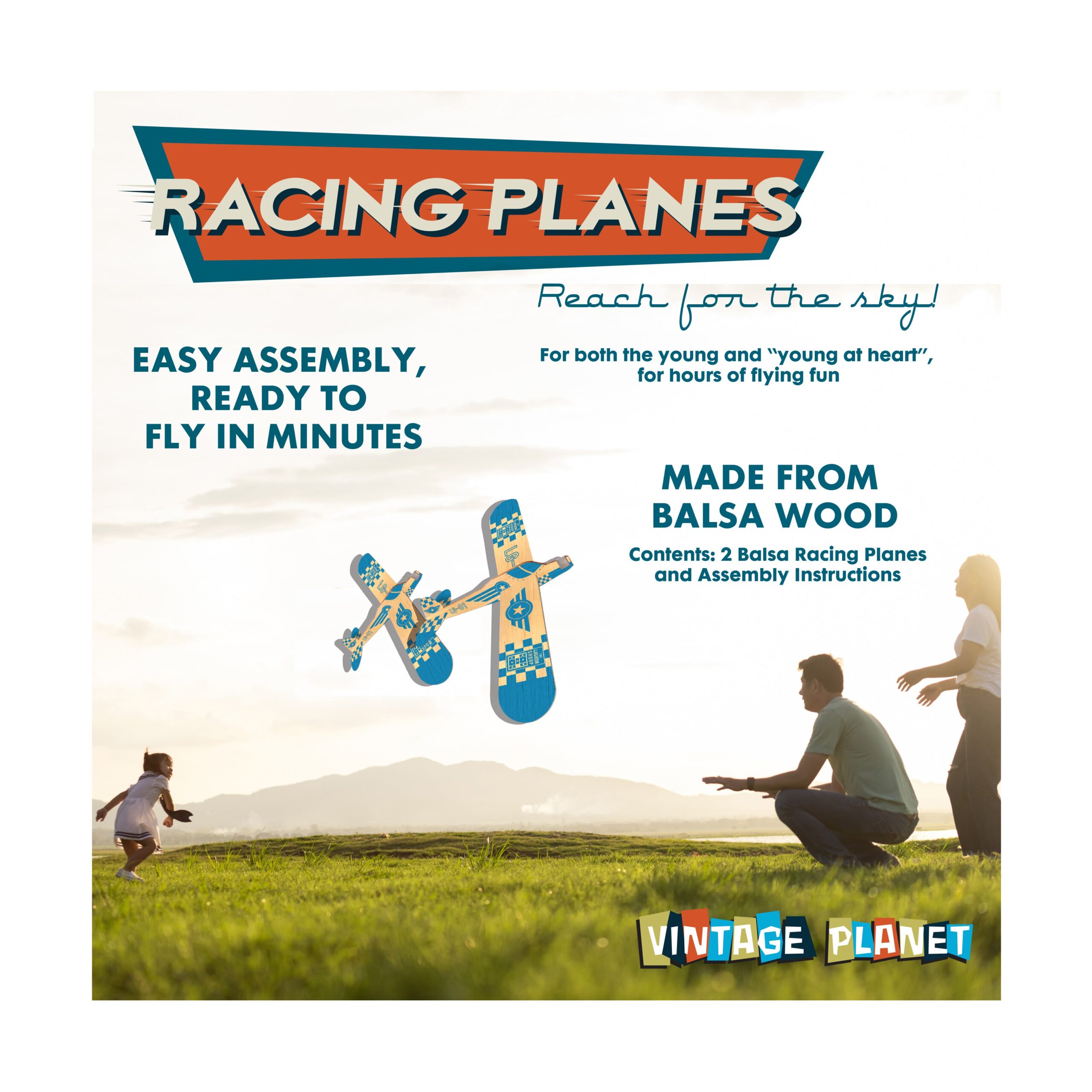 Vintage Planet Balsa Wood Racing Planes Set - Image 5