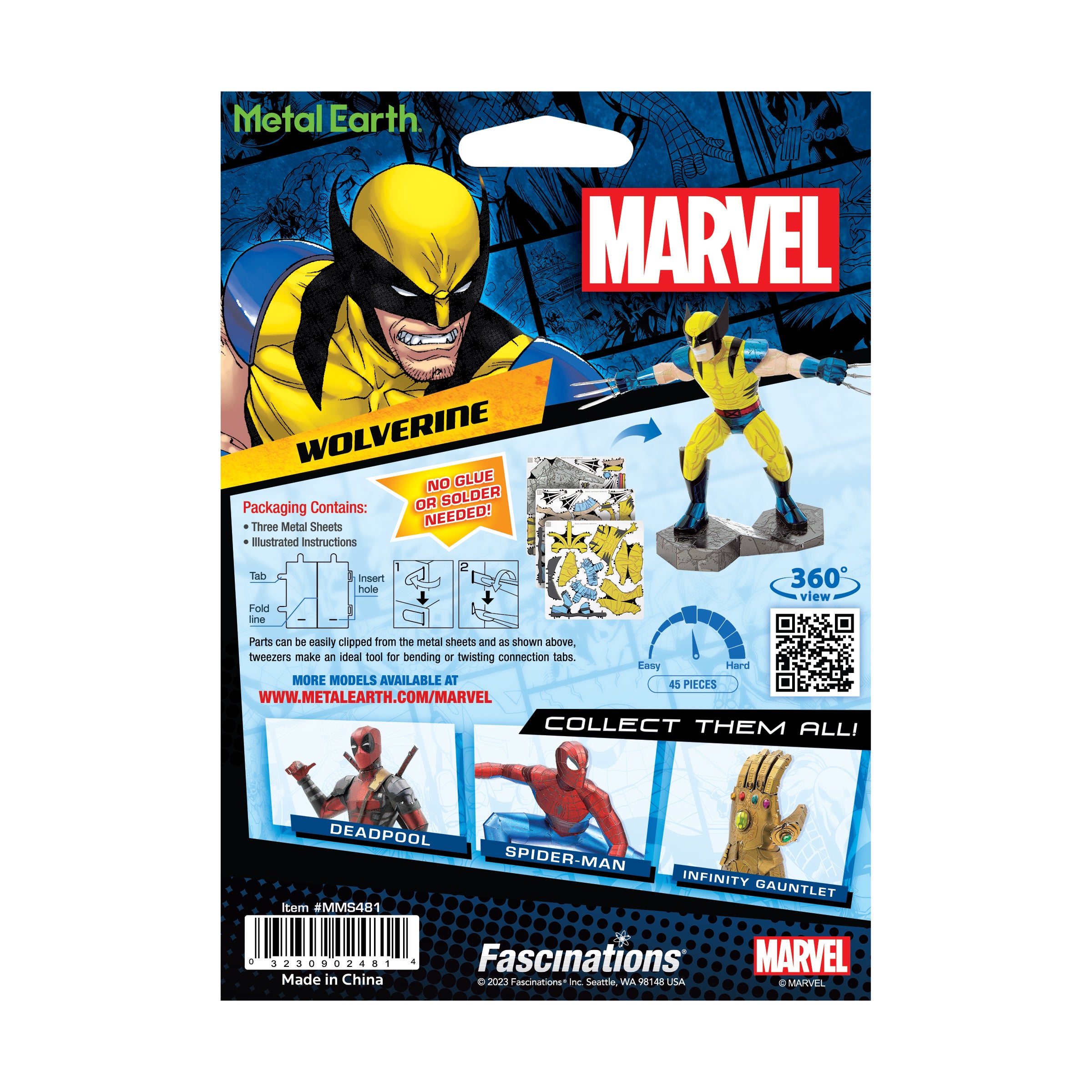 Metal Earth Marvel Wolverine 3D Steel Model Kit - Image 3