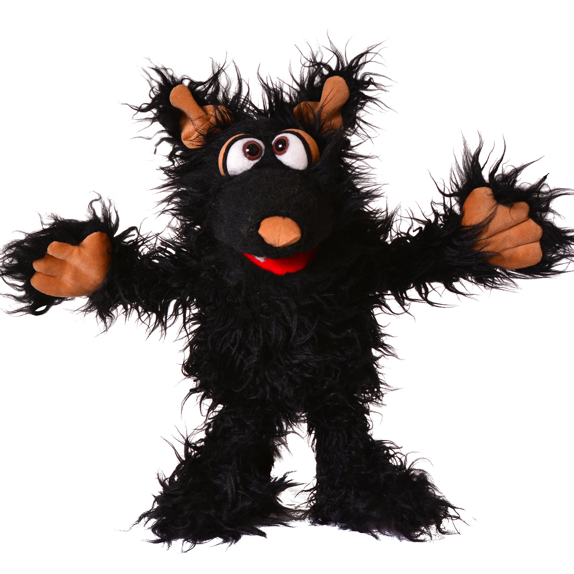 Living Puppets Grif The Black Dog - 12" Plush Hand Puppet, Handcrafted