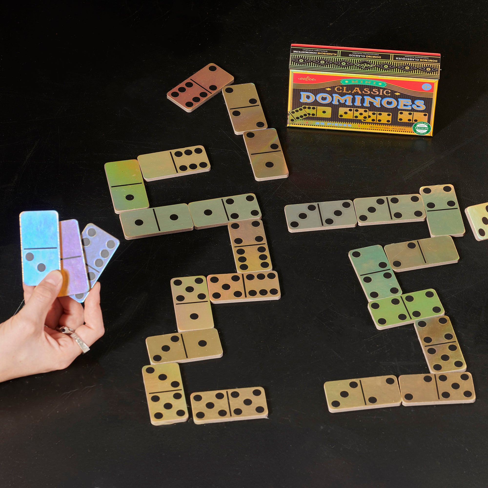 eeBoo Mini Dominoes Classic 28-Piece Golden Holographic Set - Image 5